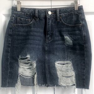 JBD. Just Black Denim Distressed Denim Mini Skirt, Size XS